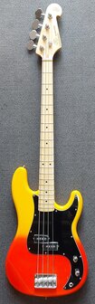 SX Modern Series PB style electric bass guitar with gigbag, burning fire