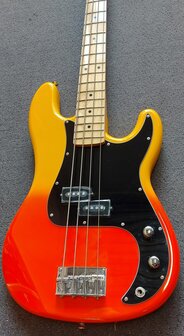 SX Modern Series PB style electric bass guitar with gigbag, burning fire