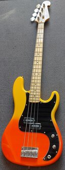SX Modern Series PB style electric bass guitar with gigbag, burning fire