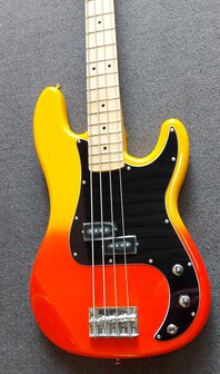 SX Modern Series PB style electric bass guitar with gigbag, burning fire