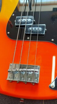 SX Modern Series PB style electric bass guitar with gigbag, burning fire