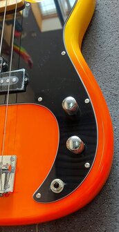 SX Modern Series PB style electric bass guitar with gigbag, burning fire