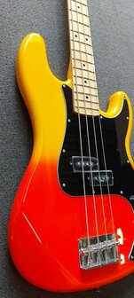 SX Modern Series PB style electric bass guitar with gigbag, burning fire