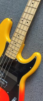 SX Modern Series PB style electric bass guitar with gigbag, burning fire