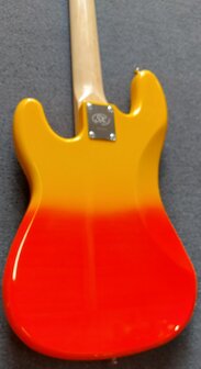 SX Modern Series PB style electric bass guitar with gigbag, burning fire