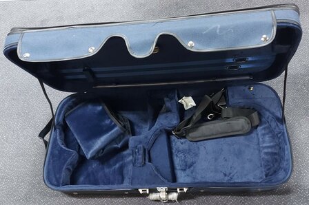 Vioolkoffer voor 2 violen 4/4, 4 strijkstokken, beharing, met hygrometer