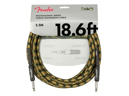 Fender Professional Series Camo instrument cable 2x jack (metal) 18.6ft