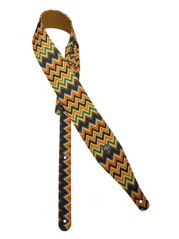 Gaucho Peace Series gitaarriem, neon zigzag
