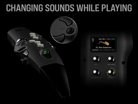 NUX Nes-1 digitale saxofoon, met bluetooth, draadloos met 5W speaker, zwart