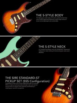 Sire Guitars S3 Series Larry Carlton electric guitar S-style mild green