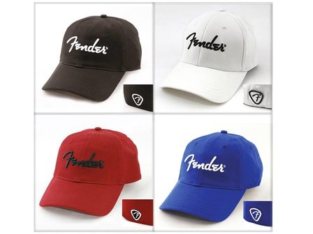 Fender logo stretch Cap, maat S/M, wit