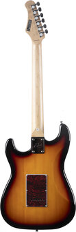EKO stratocastermodel in Sunburst, nu met riem, muziekboek+cd+dvd, plectrum, kabel en snaren