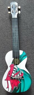 Korala  concert ukelele polycarbonaat, achterblad met akoestische kamers, Welsh dragon