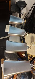 Cowbellset Statief met 4 cowbells verchroomd en 2 jamblocks