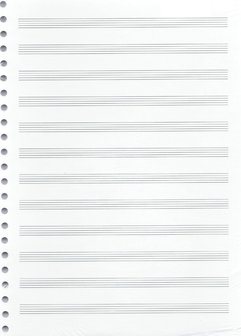 Multo Muziekpapier A4, 1 pak van 50 vel voor ringband (ook voor 2 of 4-rings) notenschriftpapier