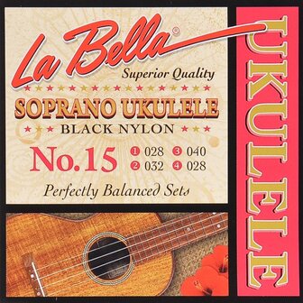 Snarenset voor sopraan ukulele, La Bella Acoustic Folk, black nylon