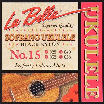 Snarenset voor sopraan ukulele, La Bella L15 Acoustic Folk, black nylon
