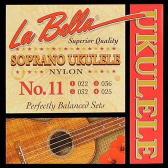Snarenset voor sopraan ukulele, La Bella Acoustic Folk, clear nylon