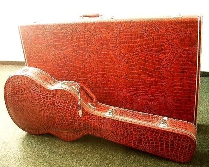 Bach dubbele koffer voor 2 e-gitaren, bruin kroko