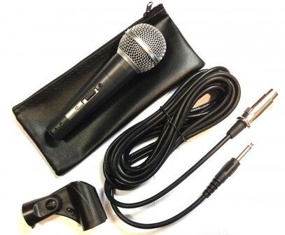 Professional Dynamic Microphone in hoes met kabel en microfoonklem