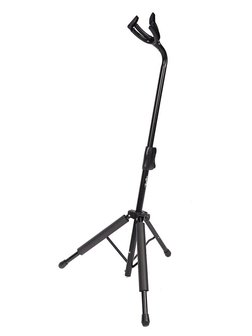 Hoge gitaarstandaard, tripod model met auto-grip, hoog hangmodel, metaal, zwart