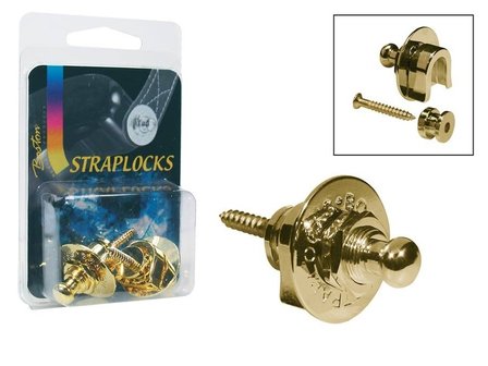 Set straplocks (chroom, zwart of goud) voor bevestiging van de gitaarriem 