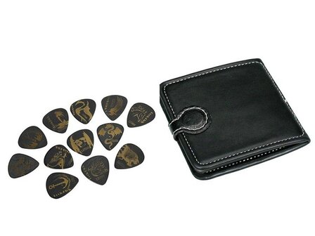 Plectrummap zwart (512), synthetisch, met 12 plectrums met opdruk