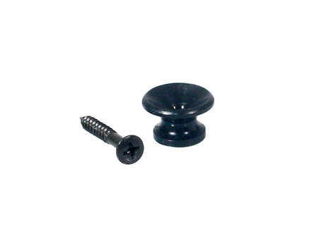 2 strap buttons, zwart met schroef en vilten ring, v-model, diameter 13mm