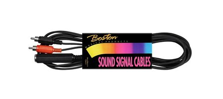 Boston audio kabel zwart, 3 meter, female jack stereo/ 2 rca male