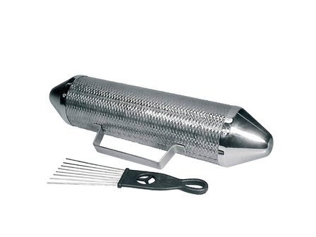 Guiro Shaker groot, metal torpedo met brush