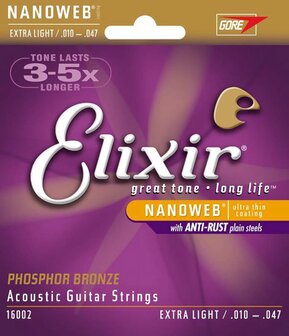 Elixir 16002 10-57 Acoustic Phosphor Bronze Nanoweb Extra Light 