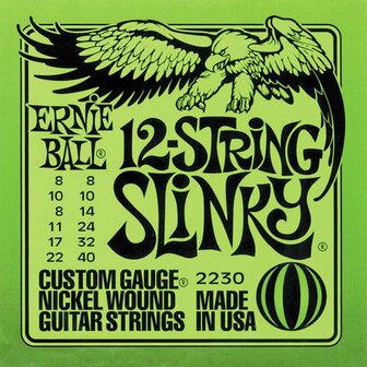 Ernie Ball 2230, 12-snarig, nickel wound, slinky, 008-040