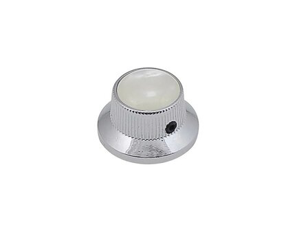 1 chrome bell knop with pearloid inlay
