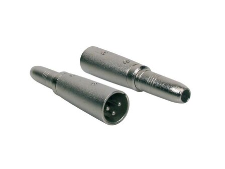 Verloop / adapter plug, XLR male metaal, 6,3mm jack female mono
