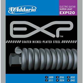 D&#039;Addario EXP120 Coated Nickel Wound, Super Light, 9-42