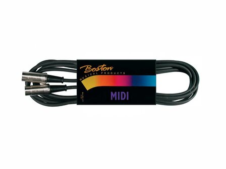 Midi kabel, zwart met metalen plug, 9 meter