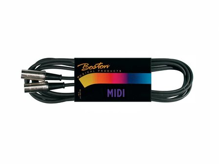 Midi kabel, zwart met metalen plug, 1.5 meter