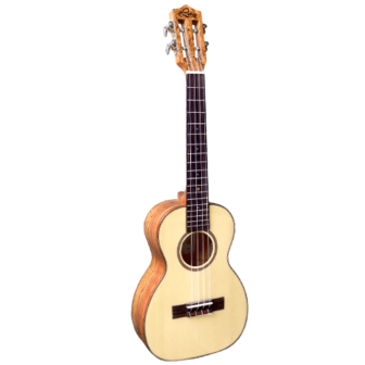 Leho concert ukelele Spruce Top Spalted Maple Archback met hoes