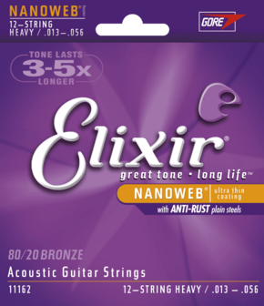 Elixir 11162 013-056 12-String Heavy Acoustic 80/20 Bronze Nanoweb 