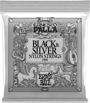 Ernie Ball 2406 Ernesto Palla Nylon Classical Black And Silver, medium tension