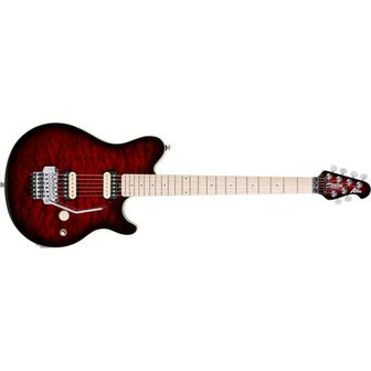 Sterling by Musicman AX40D-rbb Ruby Red Burst met hoes