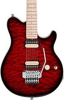 Sterling by Musicman AX40D-rbb Ruby Red Burst met hoes