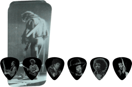 Dunlop plectrums Jimi Hendrix - Doos met 12, Silver Portrait, Med