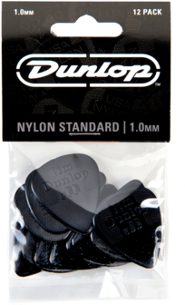 Dunlop plectrums, 12 stuks Nylon Standaard, dikte 1.0