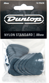 Dunlop plectrums, 12 stuks Nylon Standaard, dikte 0.88