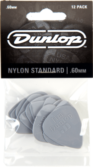 Dunlop plectrums, 12 stuks Nylon Standaard, dikte 0.60