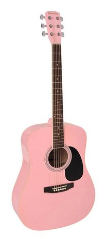 Grimshaw by Richwood dreadnought staalsnarig gitaarpakket, pink, nu met hoes, stemapparaat en plectrums