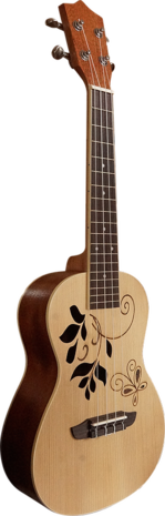 CLX Concert ukelele Leaves DeLuxe, Spruce bovenblad