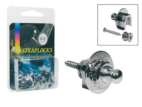 Set straplocks (chroom, zwart of goud) voor bevestiging van de gitaarriem 