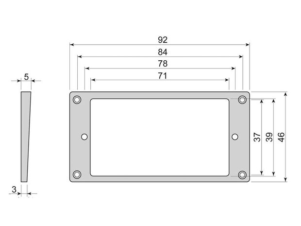 Humbucker frame, flat bottom slanted top, diverse maten, black